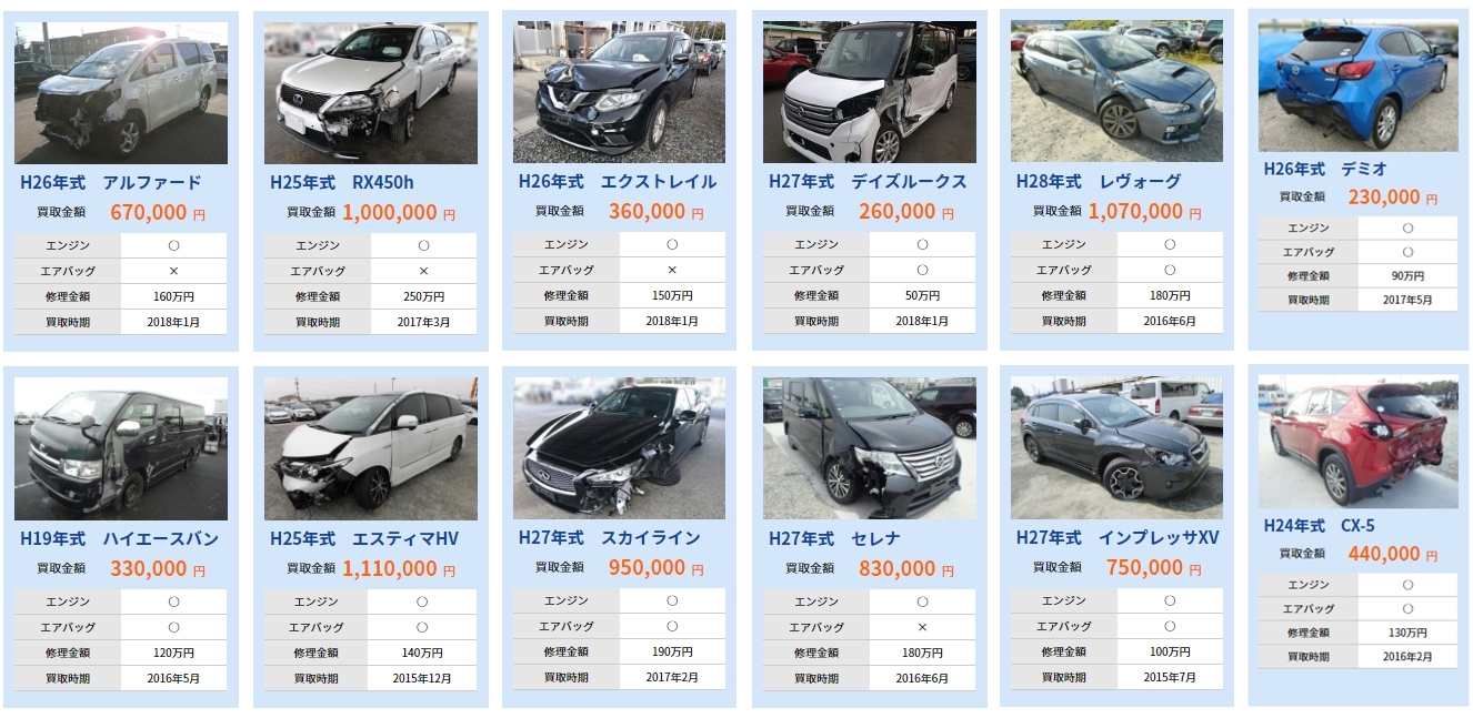 事故車買取実績