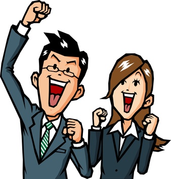 廃車の申込先が決まって喜ぶ男女